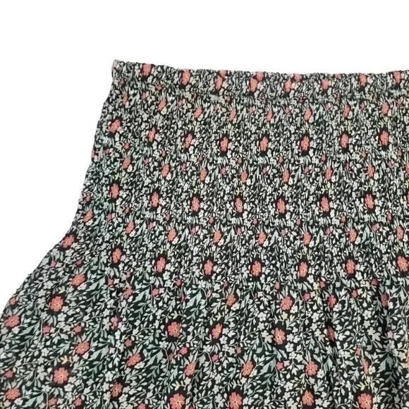 Max Studio Women's Black Floral Poly Chiffon Lined Gathered Waist Skirt NEW - Picture 6 of 10